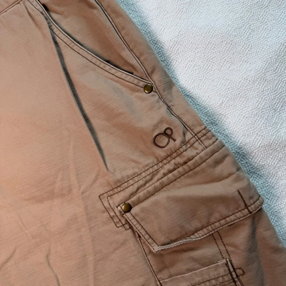Ocean Pacific Mens Cargo Shorts Tan Khaki Ripstop Frayed Hem Utility Casual OP